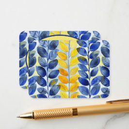 Gele en blauwe bladeren informatiekaartje