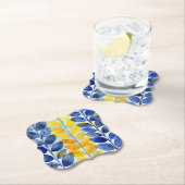 Gele en blauwe bladeren kartonnen onderzetters (Insitu)