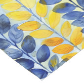 Gele en blauwe bladeren korte tafelloper (Hoek)