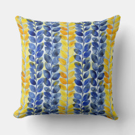 Gele en blauwe bladeren kussen