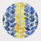 Gele en blauwe bladeren labels (Design 2)