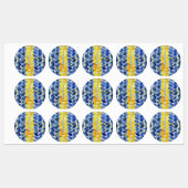 Gele en blauwe bladeren labels (Vel)