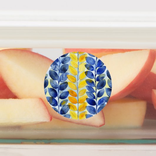 Gele en blauwe bladeren labels (Aangebracht)