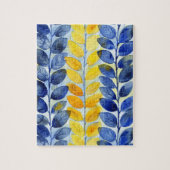 Gele en blauwe bladeren legpuzzel (Verticaal)