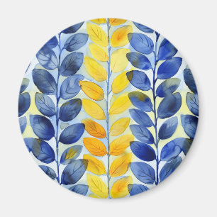 Gele en blauwe bladeren magneet