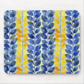 Gele en blauwe bladeren muismat (Voorkant)