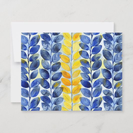 Gele en blauwe bladeren notitiekaartje (Voorkant)