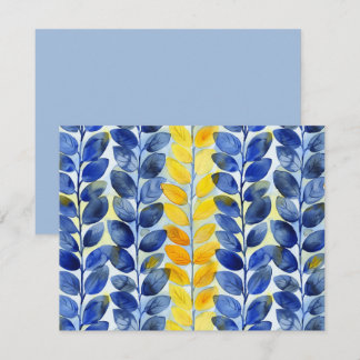Gele en blauwe bladeren notitiekaartje