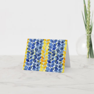Gele en blauwe bladeren notitiekaartje