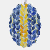 Gele en Blauwe Bladeren Ornament Kaart (Links)
