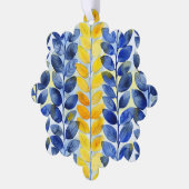 Gele en Blauwe Bladeren Ornament Kaart (Links)