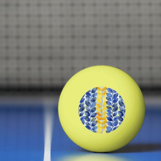 Gele en blauwe bladeren pingpongbal (Net)