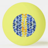 Gele en blauwe bladeren pingpongbal (Achterkant)