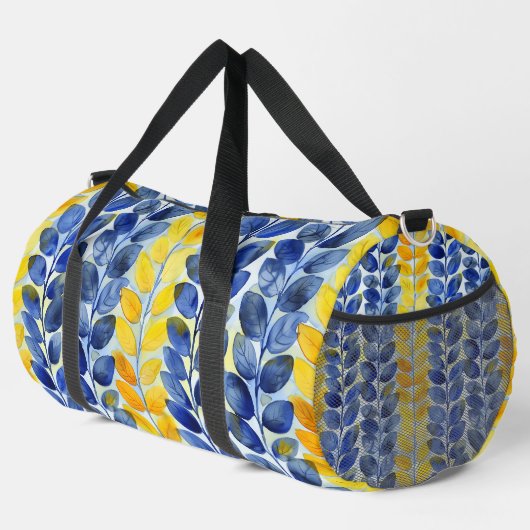 Gele en Blauwe Bladeren Plunjezak (Rechterhoek)