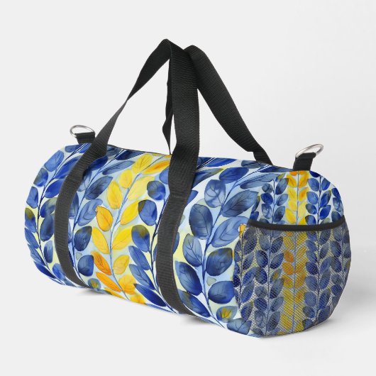 Gele en Blauwe Bladeren Plunjezak (Rechterhoek)