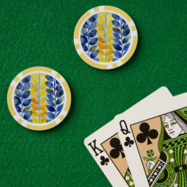 Gele en Blauwe Bladeren Poker Chips