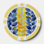 Gele en Blauwe Bladeren Poker Chips (Voorkant)