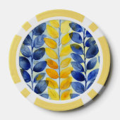 Gele en Blauwe Bladeren Poker Chips (Achterkant)