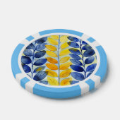 Gele en Blauwe Bladeren Poker Chips (Enkel)