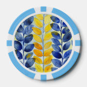 Gele en Blauwe Bladeren Poker Chips (Voorkant)