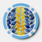 Gele en Blauwe Bladeren Poker Chips (Achterkant)