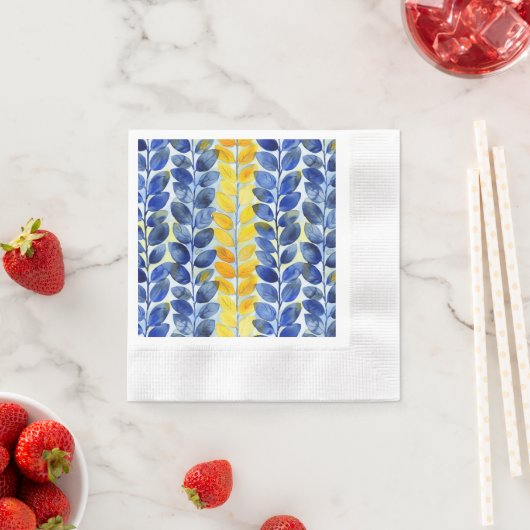 Gele en blauwe bladeren servet (Insitu)