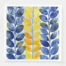 Gele en blauwe bladeren servet