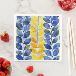 Gele en blauwe bladeren servet