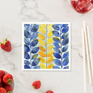 Gele en blauwe bladeren servet