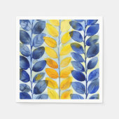 Gele en blauwe bladeren servet (Voorkant)