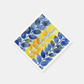 Gele en blauwe bladeren servet (Hoek)
