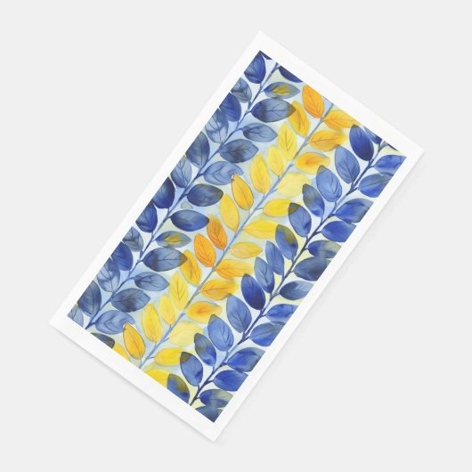 Gele en blauwe bladeren servet (Hoek)