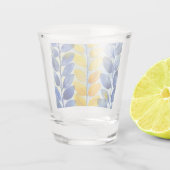 Gele en blauwe bladeren shot glas (Achterkant)