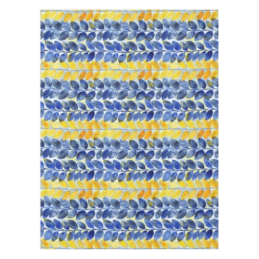 Gele en blauwe bladeren tafelkleed (Voorkant)