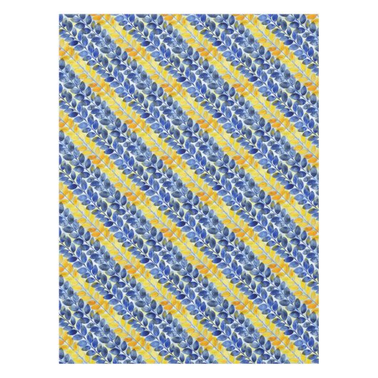 Gele en blauwe bladeren tafelkleed (Voorkant)