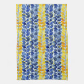 Gele en blauwe bladeren theedoek (Verticaal)