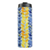 Gele en blauwe bladeren thermosbeker (Voorkant)