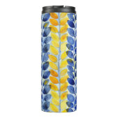 Gele en blauwe bladeren thermosbeker (Achterkant)