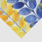 Gele en blauwe bladeren tissuepapier (Detail)