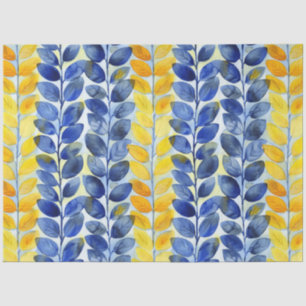 Gele en blauwe bladeren tissuepapier