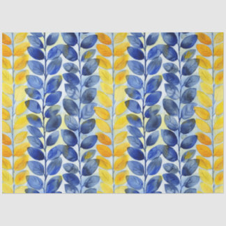Gele en blauwe bladeren tissuepapier