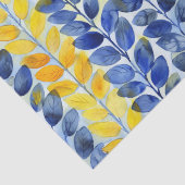 Gele en blauwe bladeren tissuepapier (Detail)