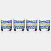 Gele en blauwe bladeren whisky glas (Voorkant)