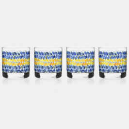 Gele en blauwe bladeren whisky glas