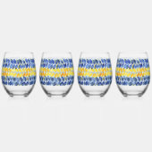 Gele en blauwe bladeren wijnglas zonder voet (Voorkant)