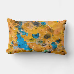 Gele en blauwe bloem kussen