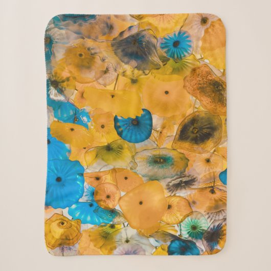 Gele en blauwe bloem sherpa deken (Voorkant)