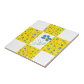 Gele en blauwe bloem tegeltje (Zijkant)