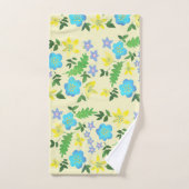 Gele en blauwe bloemen bad handdoek (Handdoek)