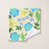 Gele en blauwe bloemen bad handdoek (Wasdoekje)